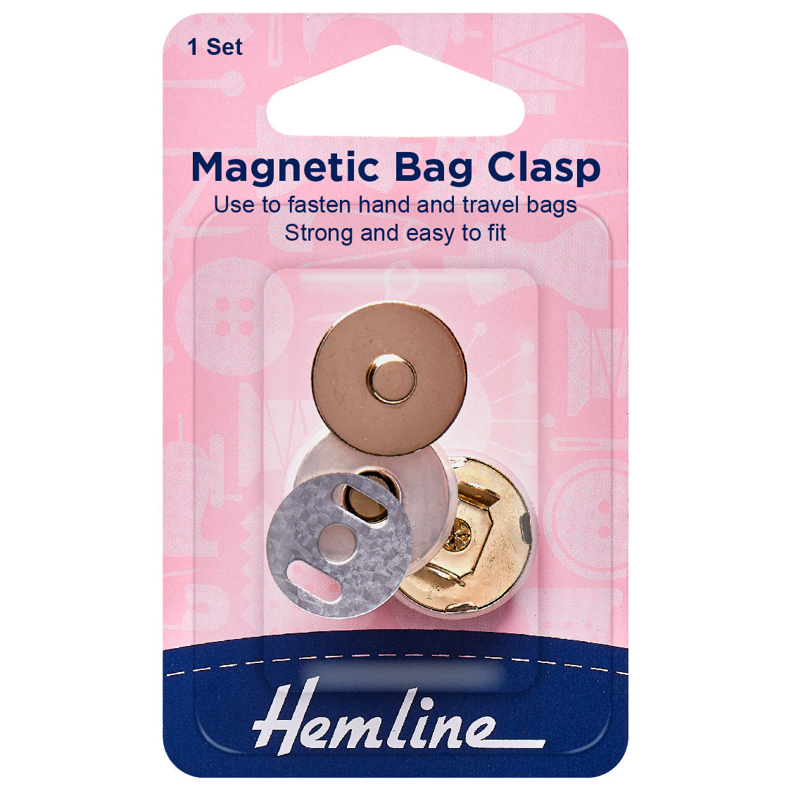Hemline Magnetic Bag Closure – 18mm (Gold)