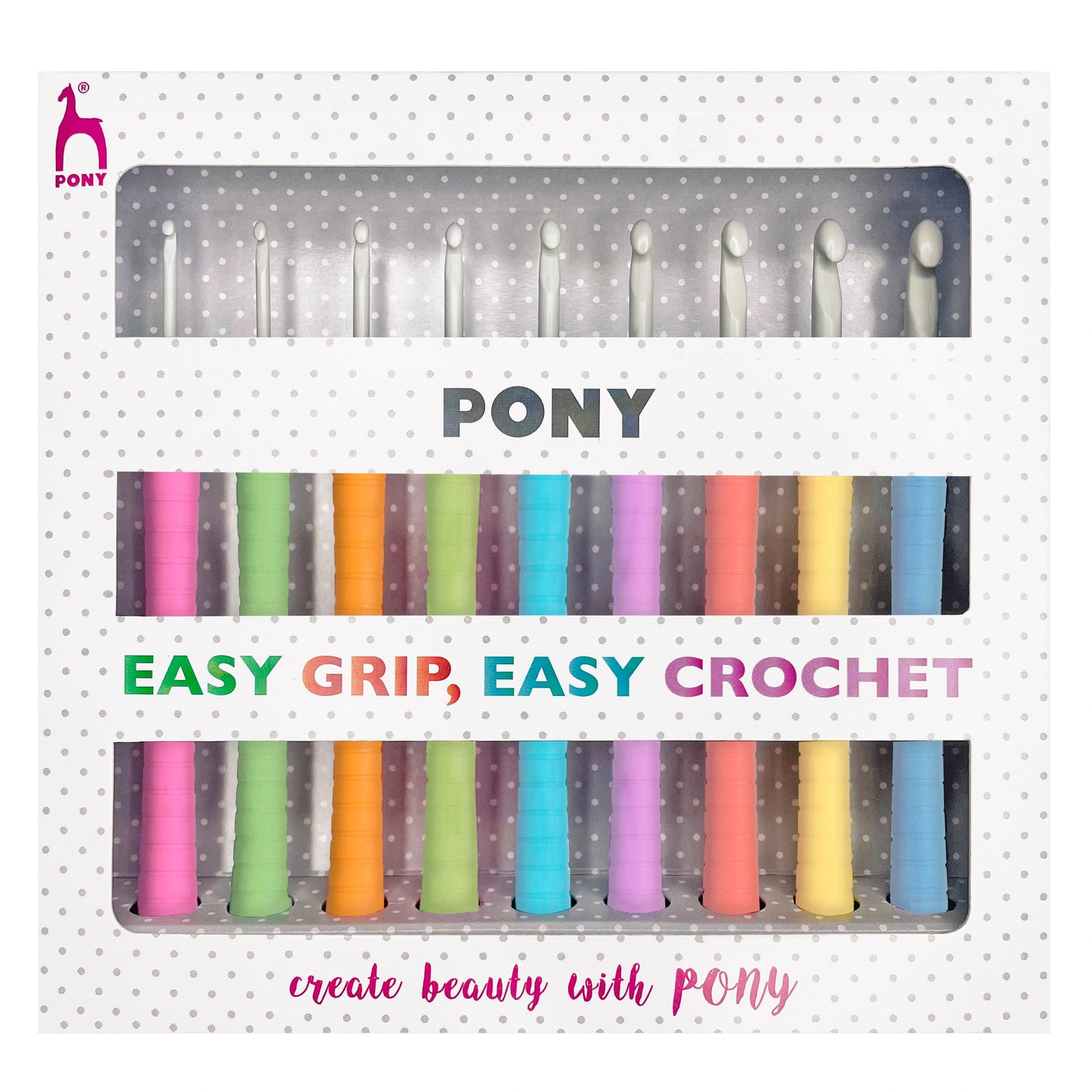 Pony Crochet Hook Set with Easy Grip 2.00 - 6.00mm