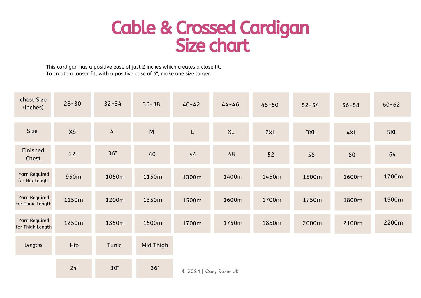 Cable & Crossed Cardigan Printed Pattern