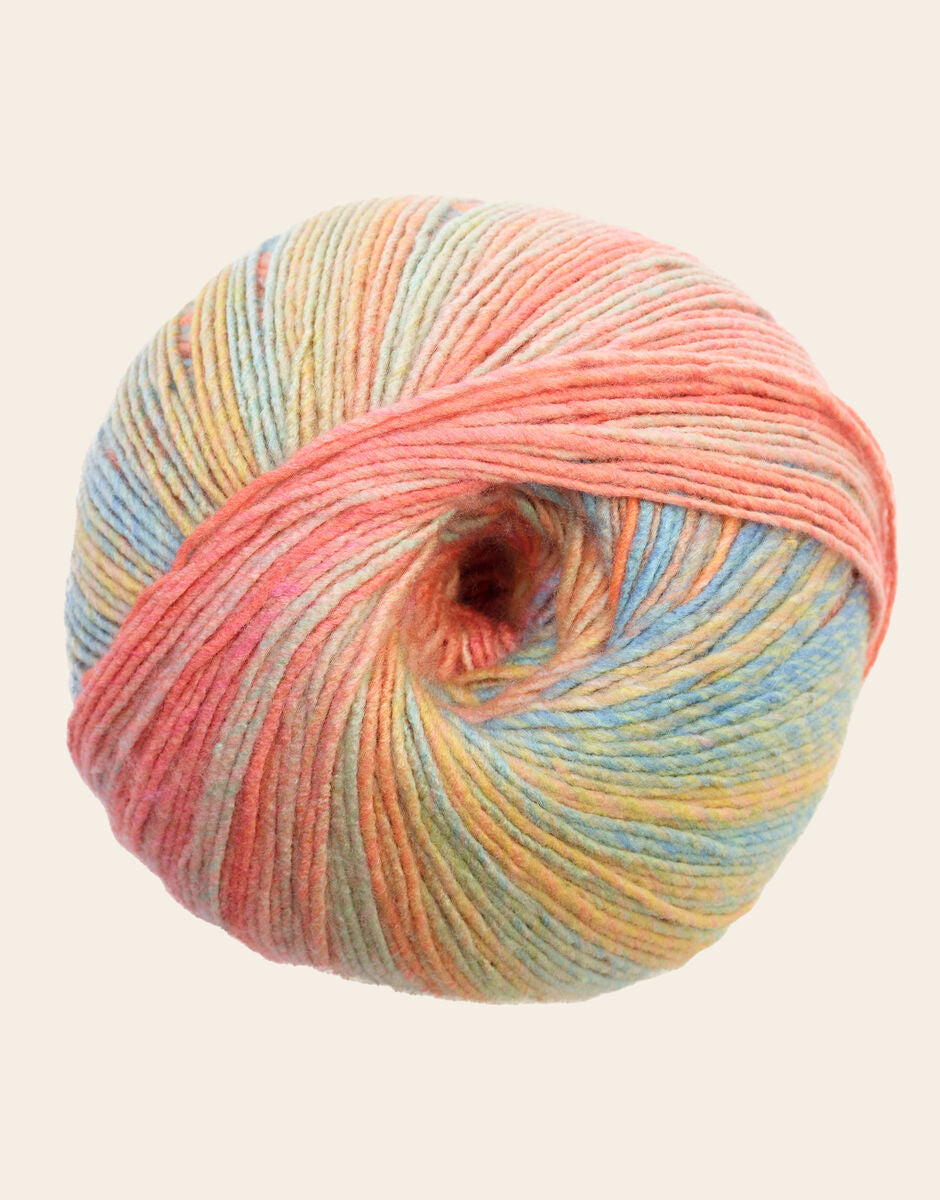 Sirdar Jewelspun Aran yarn ball in citrine sunrise