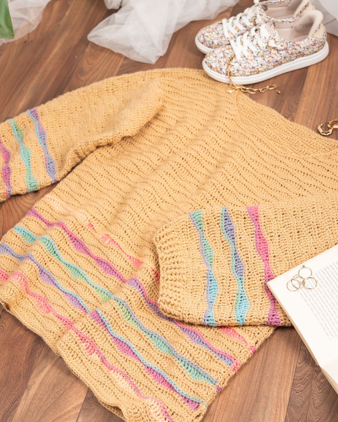 Confetti Waves Sweater Crochet Pattern PDF (UK & US Terms) – Lightweight Spring Crochet Sweater