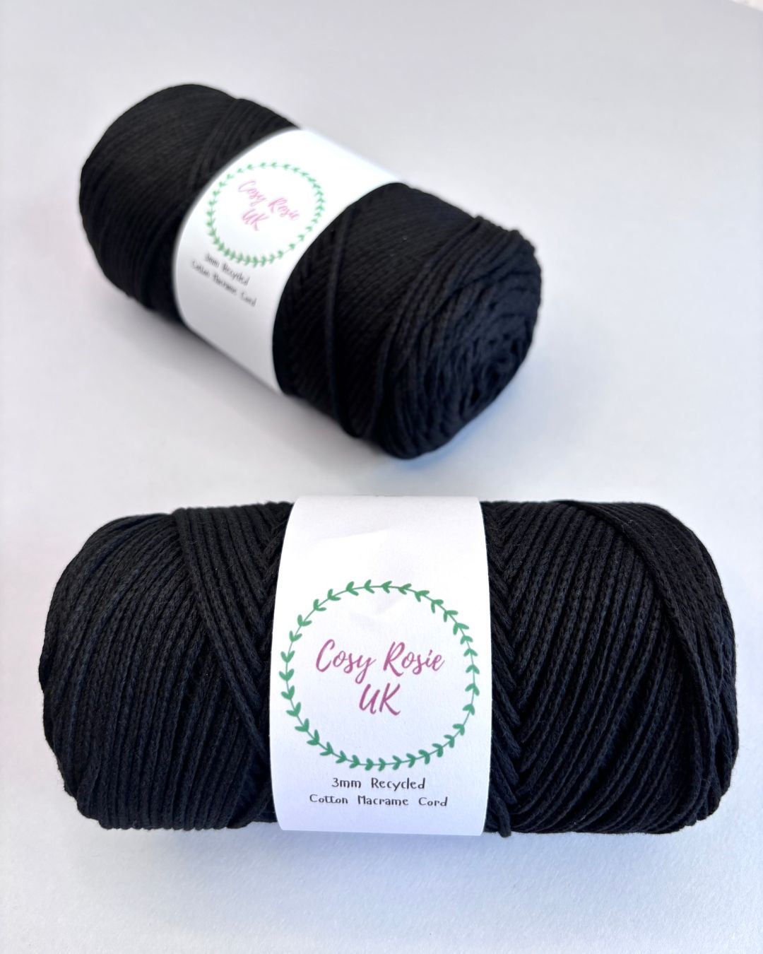 100% Recycled Cotton 3mm Macramé Cord | Crochet Bag Yarn | 240g Recycled Cotton