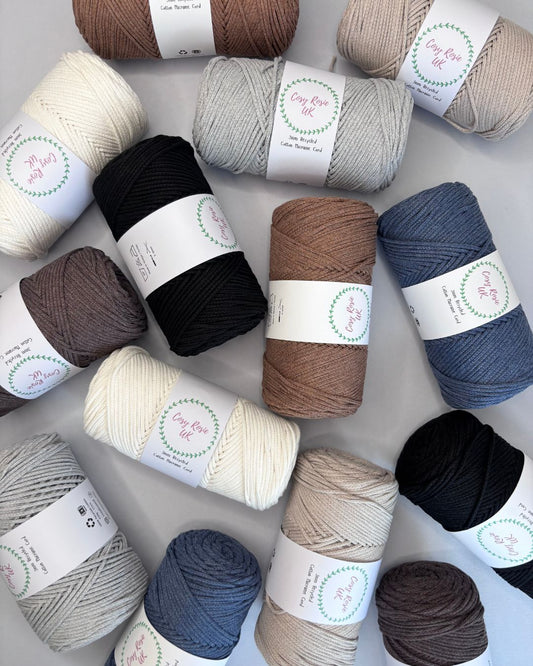 100% Recycled Cotton 3mm Macramé Cord | Crochet Bag Yarn | 240g Recycled Cotton
