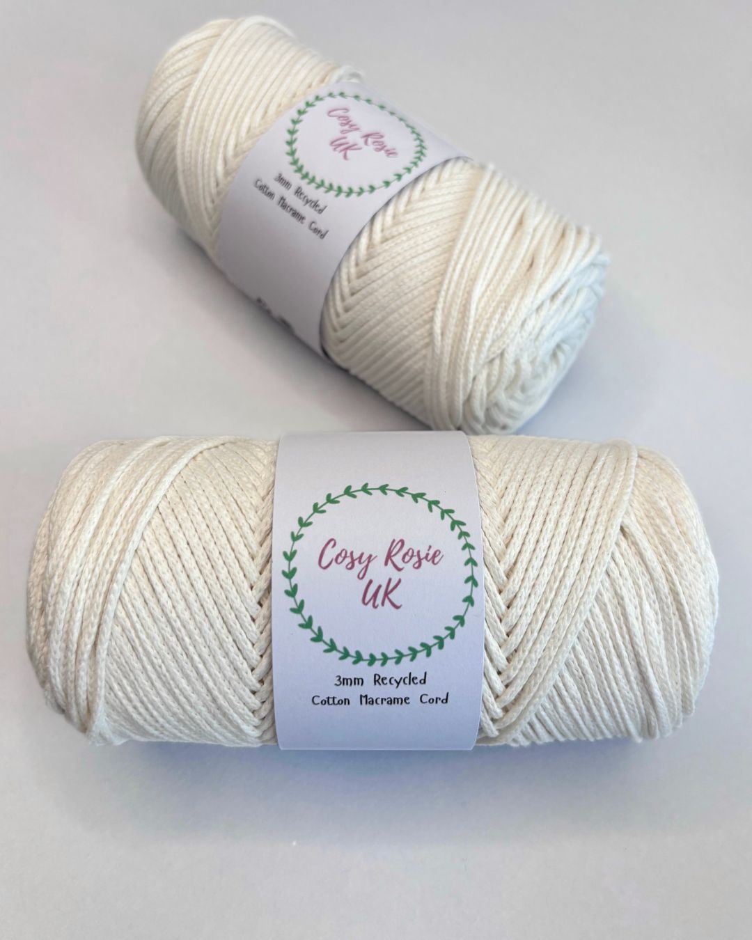 100% Recycled Cotton 3mm Macramé Cord | Crochet Bag Yarn | 240g Recycled Cotton