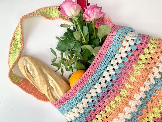Crochet Granny Stitch Market Bag Pattern (PDF) – Beginner-Friendly Shopping Bag | UK & US Terms