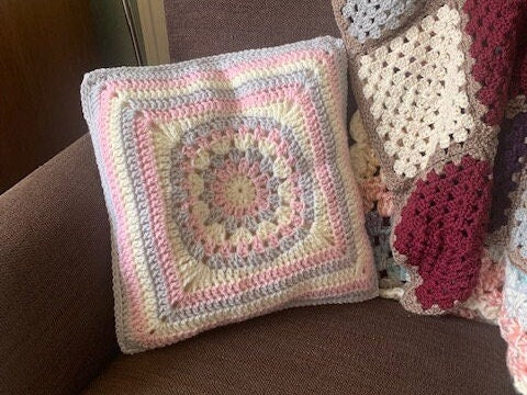 Vintage Crochet Pillow Cover Pattern | Beginner Friendly Cushion Cover | Granny Square Style | UK & US Terms PDF
