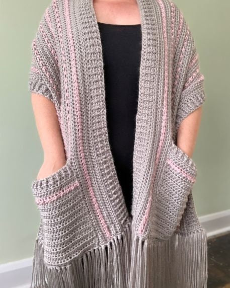 Crochet Pocket Shawl Pattern - Instant Download PDF